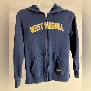 Nike West Virginia Mountaineers Zip-Up Boy’s Hoodie, Large Youth, Navy Blue/Gold